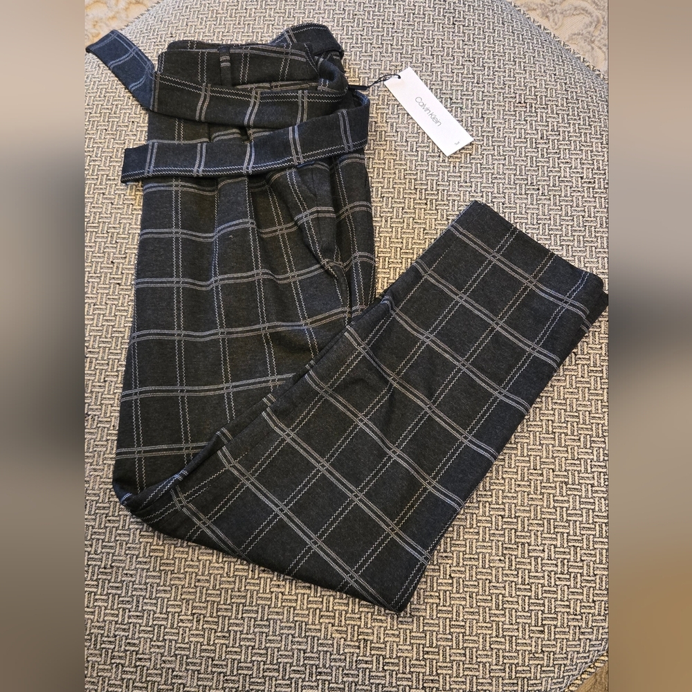 Calvin Klein size 10 belted grey dress slacks